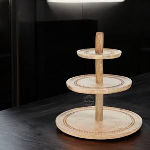 Support à gâteau en bois de meilleure qualité avec fini naturel utilisé pour la décoration de table de la maison et de l'hôtel modernes - Product Image 6