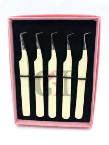 อุปกรณ์ต่อขนตาแบบปลายนาโนไฟเบอร์เคลือบผงงาช้างแบบมืออาชีพอุปกรณ์เสริมความงามติดโลโก้แบบกำหนดเองทำจากสเตนเลสสตีล - Product Image 3