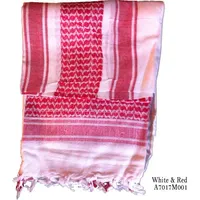 Shemagh blanc intemporel avec motif rouge Écharpe arabe de qualité supérieure 100% coton 12x9x3 pouces