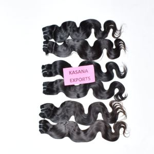 Máquina de doble trama India 100% Color natural Virgen Venta al por mayor Máquina de doble trama Fabrica Extensiones de cabello humano de onda profunda - Product Image 2