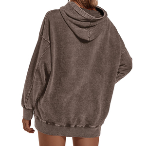 2025 personalizado Vintage francés Terry de gran tamaño pesado sol desteñido en blanco lavado con ácido Sudadera con capucha desgastada ecológica transpirable - Product Image 2