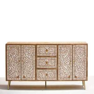 Cajón de noche con incrustaciones de hueso personalizado de lujo hecho a mano hermoso de alta calidad ecológico para hotel en casa de la India - Product Image 1