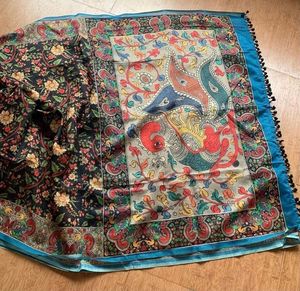 Sari estampado Digital de lino de diseño moderno de calidad de exportación para niñas, ropa de fiesta de cumpleaños, colección de Sari a la venta - Product Image 3