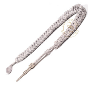 Grey Bullion <b>Wire</b> Thick Braided Aiguillette for Fuerzas Armadas Uniform Dresses | Custom Shoulder Aiguillette for Uniforms - Product Image 4