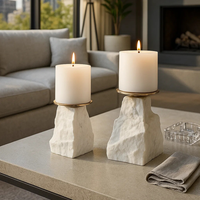 Supports de bougies en marbre blanc naturel, décoration de luxe pour la maison, Noël, Pâques, faits à la main, résistants à la chaleur, durables, supports pour bougies piliers