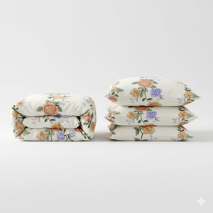 Luxury 4-Piece Twin Size Modern Washed Cotton Bedding <b>Set</b> with Printed <b>Duvet</b> Cover <b>and</b> Matching <b>Pillow</b> Covers - Product Image 5