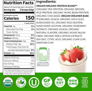 Poudre de protéines végétales bio Orgain, fraises et crème - 21g de protéines végétales 2,03 lb - Product Image 3