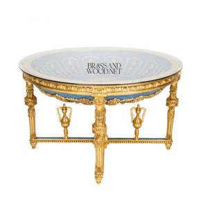 Mesa de Entrada de Lujo Azul Rey, Latón y Madera - Product Image 3