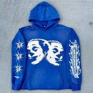 Sweat à capuche en molleton sérigraphié de haute qualité pour hommes Logo personnalisé marques privées poids lourd Vintage soleil délavé sweat à capuche imprimé - Product Image 6