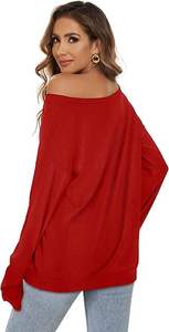 Venta al por mayor de las mujeres fuera del hombro impreso sudadera de manga larga Tops pulóver sudadera casual suelta blusa túnica camisetas - Product Image 2