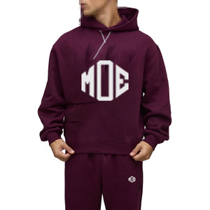 ชุดฮู้ดดี้ผ้าฟลีซหนานุ่มสีแดงเลือดหมู พร้อมโลโก้พิมพ์ด้านหน้า เสื้อกันหนาวสำหรับผู้หญิง ระบายอากาศได้ดี ไม่ยับง่าย สไตล์สตรีทแวร์ - Product Image 3