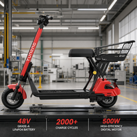 Moto électrique solaire avec siège, moteur brushless 500W, batterie LiFePO4 48V, longue autonomie, pneus larges, trottinette électrique cargo pour adulte