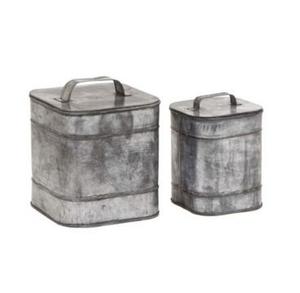Great Quality Food Storage Galvanized Container <b>Set</b> <b>of</b> Two Simple Design <b>Canister</b> Square Shape for Farmhouse Uses - Product Image 6