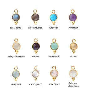 Colgante de piedra natal facetada de 6mm, conjunto de bisel de piedras preciosas redondas chapadas en oro, piedra facetada en ambos lados para joyería hecha a mano - Product Image 1