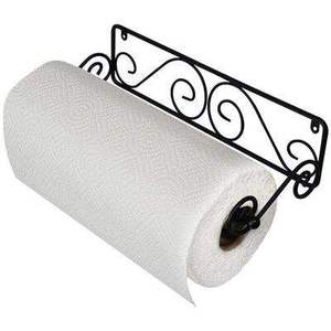 Black Coated Stainless Steel Toilet Roll Paper <b>Towel</b> Holder Wall-Mounted <b>Stand</b> Metal Construction - Product Image 5