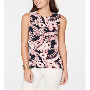 For Tommy for Hilfiger Women's Floral Paisley <b>Blouse</b> Free Size Blue Poplin and <b>Satin</b> Embroidered Logo for Spring/Summer - Product Image 1