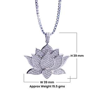 Collar con Colgante de Diamante Moissanite VVS Premium con Diseño de Flor de Loto en Plata 925, Joyería Hip Hop a Bajo Precio - Product Image 3