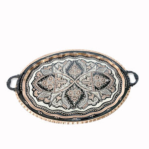 Platos de Servir de Diseño Elegante para Decoración de Mesa de Bodas, Bandeja de Servicio para Catering, Bandeja Redonda de Metal con Asas - Product Image 5