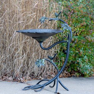 Bain d'oiseau en fer léger Antiqued Rust Style conteneur d'eau en métal parfait ornement de jardin extérieur pour Patio Deck Porch - Product Image 6