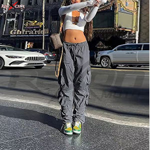 Pantalon cargo formel pour femme, coupe classique, cordon de serrage, taille élastique, dentelle plate, tissu en toile personnalisable, écologique, respirant - Product Image 3