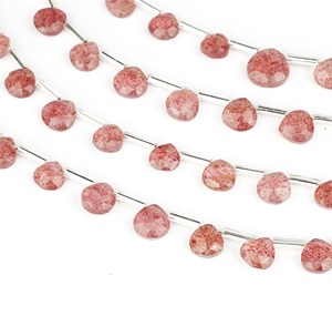 พลอยควอตซ์สตรอเบอรี่ธรรมชาติยาว8นิ้วเป็นรูปหัวใจเหลี่ยมเพชรพลอยเส้นลูกปัดขนาดโดยประมาณลูกปัดสีชมพูขนาด7-8มม. สำหรับการทำอัญมณี - Product Image 3