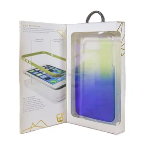 Custom logo Recyclable Clamshell box with window film cell phone Case Gift Box packaging box
