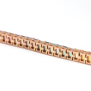 Bracelet tennis plaqué or multicolore, coupe émeraude, pierre en zircon, argent sterling 925 massif, arc-en-ciel, bijoux tendance pour femmes et filles - Product Image 5