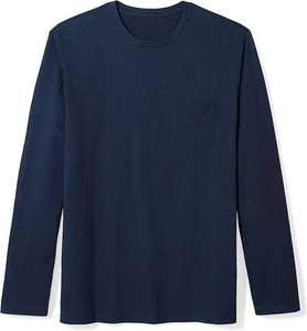 Nouveaux hommes décontracté 100% coton col rond T-Shirts solide manches longues 200 grammes Jersey tissu coupe régulière - Product Image 2