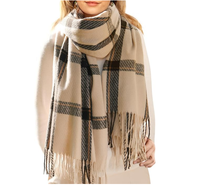 Écharpe châle enveloppe en cachemire pour femme, longue, à carreaux, épaisse, surdimensionnée, chaude pour l'hiver, séchage rapide, cadeau