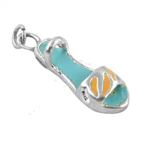 Women's Summer Jewelry <b>Silver</b> Enamel Sandal Charm Pendant Rhodium-Plated <b>Box</b> <b>Chain</b> Geometric Number Pattern Diamond Pearl Main - Product Image 3