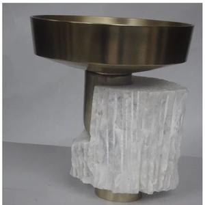 Elegante cuenco ovalado de aluminio y mármol, vajilla decorativa para mesa de comedor, mesa moderna para el hogar, cuenco elegante hecho a mano - Product Image 2