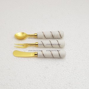 Comprar nuevo mejor diseño al por mayor de acero inoxidable y mango de mármol cucharas cubiertos juego de cubiertos fabricante indio de STAR CRAFTS - Product Image 4