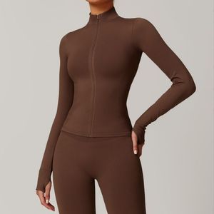 Suéteres de fitness de Invierno para mujer de etiqueta privada Chaqueta de yoga con cremallera sin costuras con mangas largas para correr al aire libre para adultos - Product Image 3