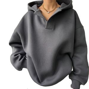Oem Drop Shoulder Heavyweight 100% algodón de gran tamaño sudaderas con capucha de mujer de manga larga con estampado de letras sudaderas con capucha para mujer - Product Image 3