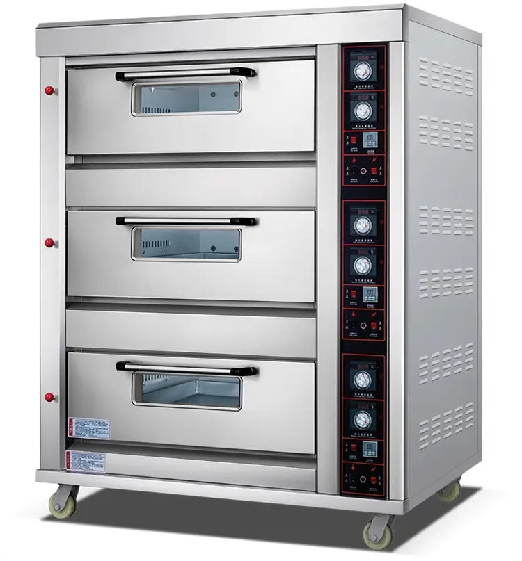 Professional oven used industrial oven price two doors and 3 floor pita bread pizza deck oven