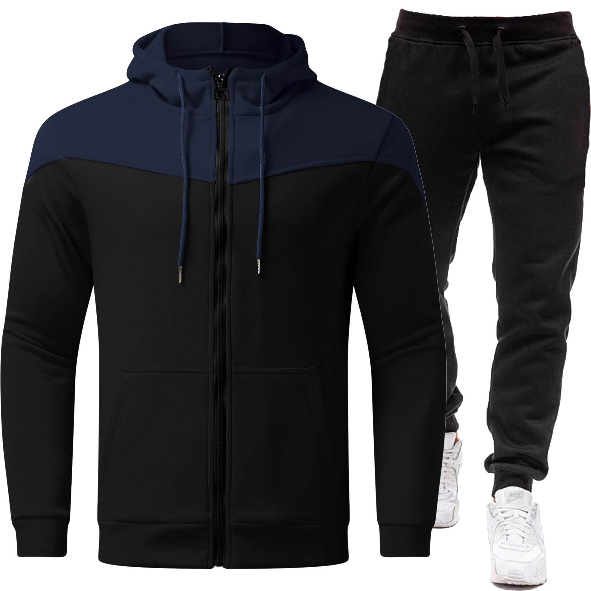 Bleu + pantalon noir