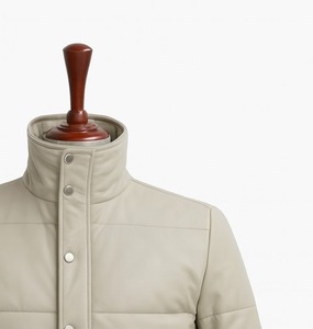 Veste en cuir d'agneau pour homme, col montant, style streetwear, hiver, noir et beige, respirante, imperméable, séchage rapide - Product Image 3