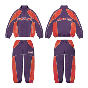 2025 Vintage Style Winter <b>Work</b> Windbreaker Printed Breathable <b>Fleece</b> Tracksuit High Quality Hooded Collar Elastic Waist Sets for - Product Image 1