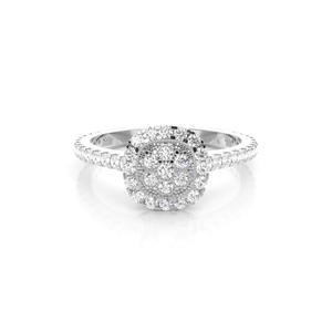 Trendy Direct Custom OEM Design SI Clarity 4 Prong & Full Bezel Setting Round Cut Lab Grown Diamond Cluster Bague en or massif - Product Image 1