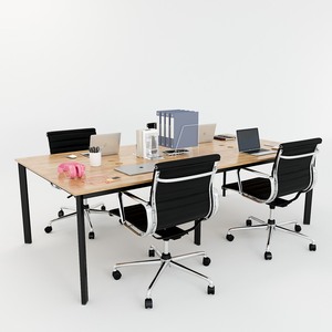 Concept HBOV013 Modern 4-Piece Cluster <b>Desk</b> <b>Foldable</b> Oval 240x120 Melamine Minimalist <b>Office</b> Furniture for Bedroom <b>Office</b> Home - Product Image 3