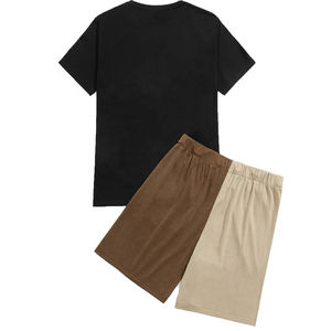 Meilleure vente logo personnalisé ensembles shorts pour hommes patch travail t-shirt à manches courtes avec short vêtements de sport t-shirt avec ensemble short pour hommes - Product Image 3