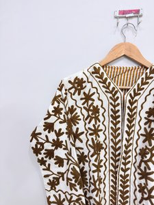 <b>White</b> Suzani <b>Jacket</b> Embroidered Velvet <b>Jacket</b> Indian Winter <b>Jacket</b> Coat Floral <b>Jacket</b> For Women Warm Suzani Coat - Product Image 5