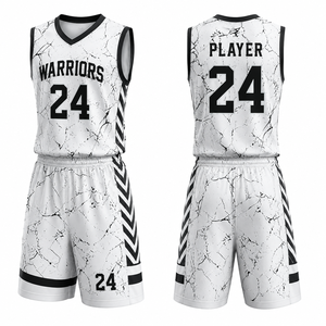 Ensemble short et maillot de basketball personnalisé en marbre sublimé, taille élastique, sans manches, pour adultes unisexes - Kit de tournoi - Product Image 1