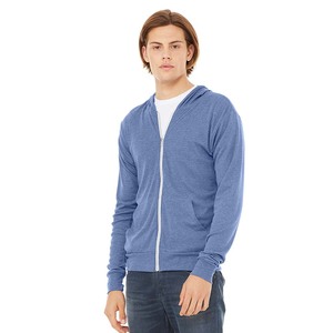 Sweat à capuche zippé en polaire pour homme - Léger, chaud pour l'hiver, brodé et uni, mélange coton/bambou - Product Image 6