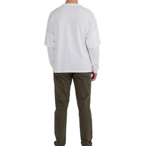 Camisetas para hombre, camiseta de gimnasio personalizada de manga larga de algodón teñido liso, sublimación térmica, doble capa, informal en blanco para otoño - Product Image 5