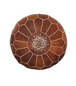 Leather Dark Brown Berber Chair Home Decor Luxury Decorations for Home <b>Pouf</b> Filling Home Decoration Items Room - Product Image 1