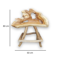 Tabouret de bar et de salle à manger Lenong en racine de teck, monoplace, robuste et durable, style antique, pour villa, usage commercial et extérieur