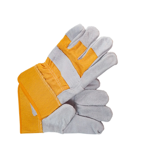 Gants de travail en cuir fendu de vache naturelle jaune de haute qualité Travail du fabricant - Product Image 6