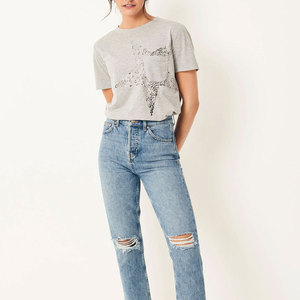 Nuevo Diseño 2025 Camisetas Personalizadas para Mujer Cuello Redondo Hip Hop Verano 100% Algodón Transpirable Ecológico Hecho en Pakistán - Product Image 3