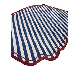 Tapis en laine tissée plate bleu Alhambra, fait main, classique, rayé, rectangulaire, pour la maison, le salon, le couloir, haute viscose - Product Image 2